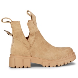 Beigefarbene Plateaustiefel für Damen