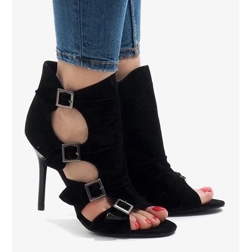 Schwarze Damen-Arbeiterstiefel aus Wildleder mit Schnürung