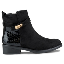 Elegante Damenstiefel mit flacher Sohle schwarz
