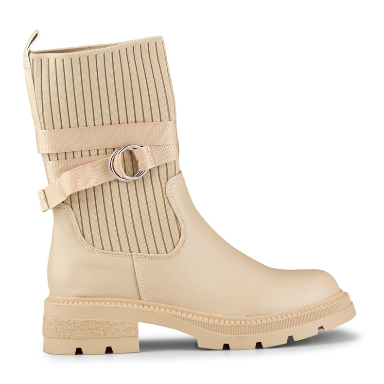 Hellbeige Stiefel mit elastischem Obermaterial