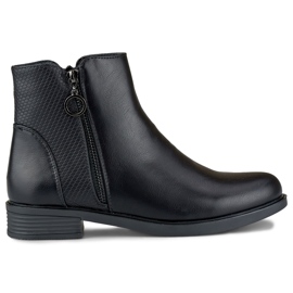 Schwarze flache Damenstiefel aus Öko-Leder