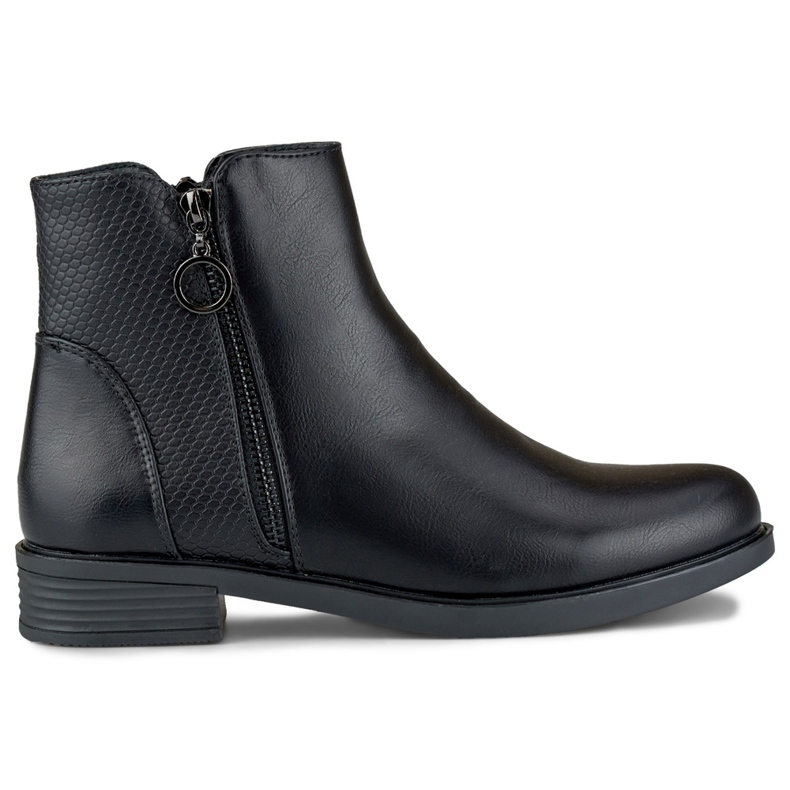 Schwarze flache Damenstiefel aus Öko-Leder