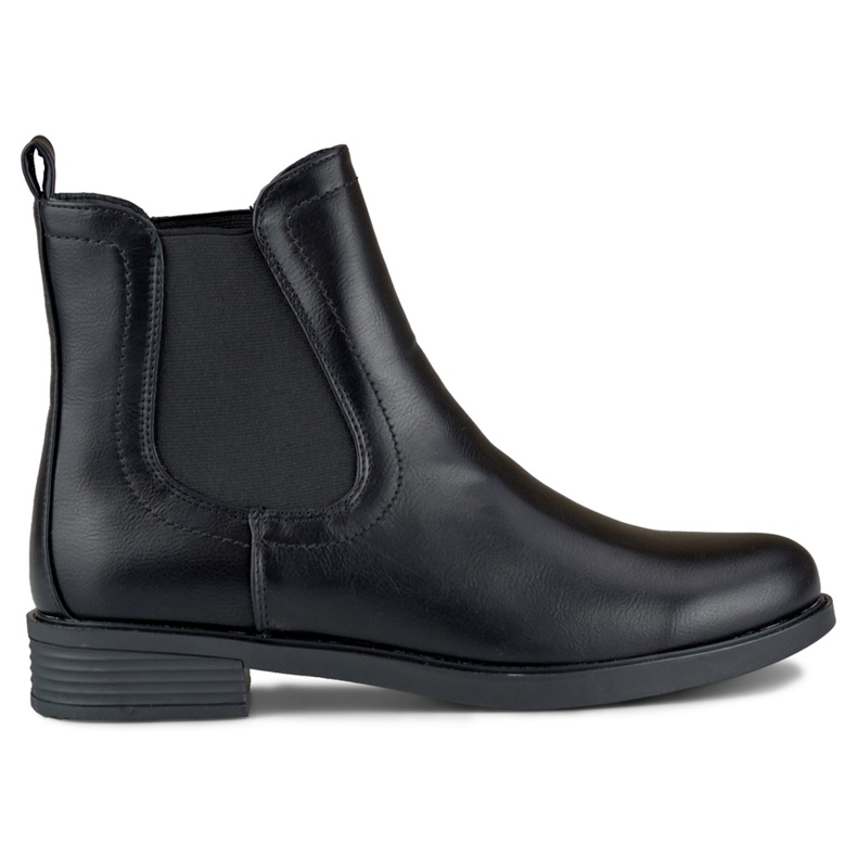 Klassische schwarze Damen-Chelsea-Stiefel aus Öko-Leder