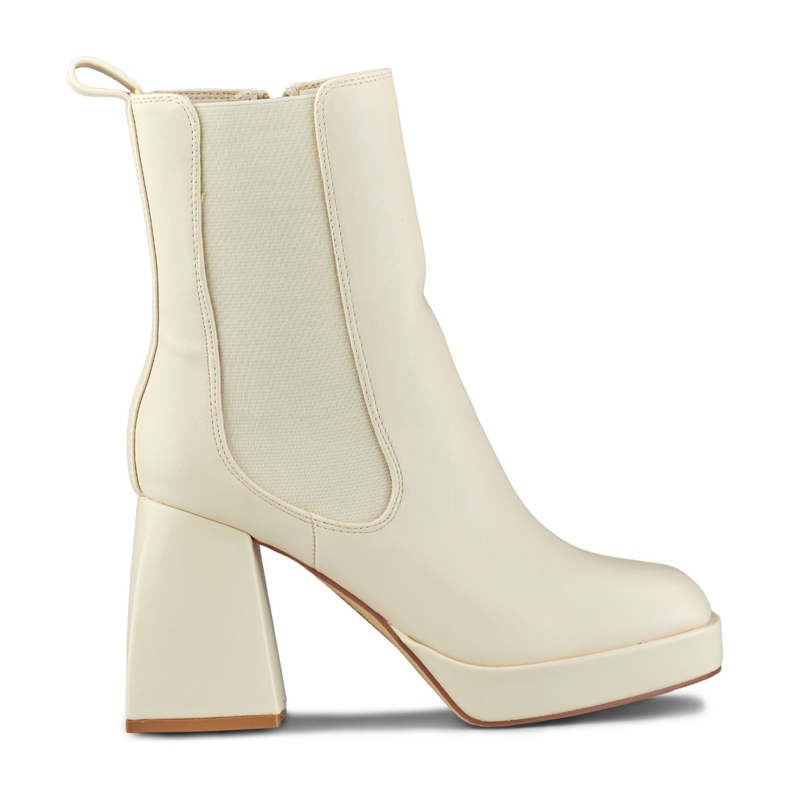 Hellbeige Damenstiefel mit hohem Absatz