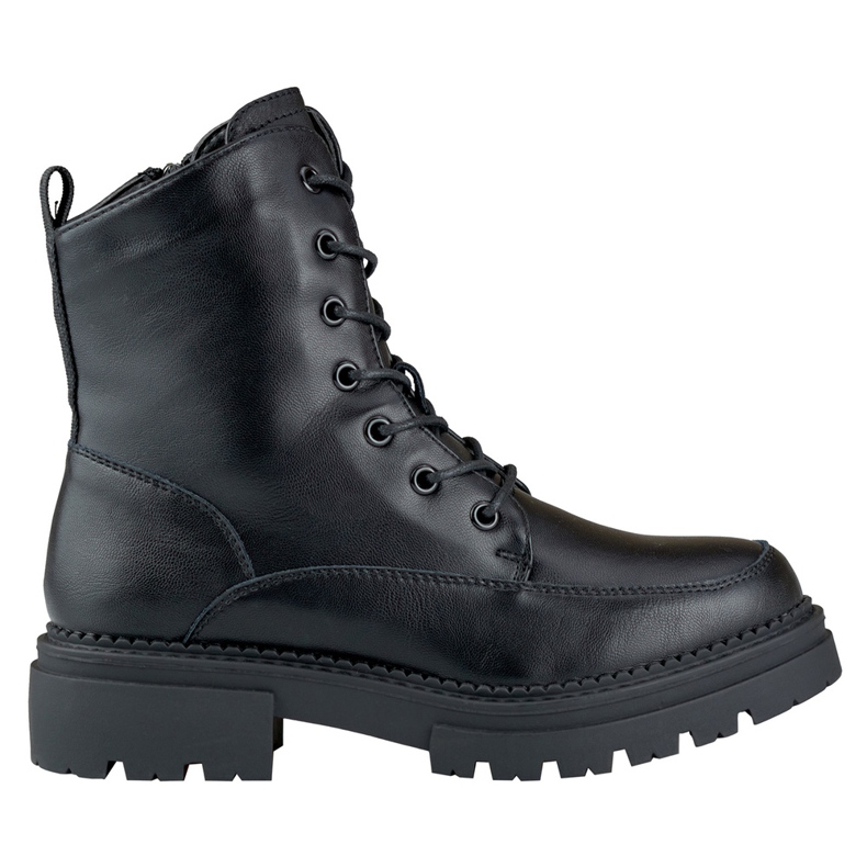 Schwarze Damen-Schnürstiefel aus Naturleder