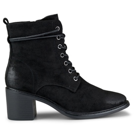 Schwarze Schnürstiefel mit niedrigem Absatz