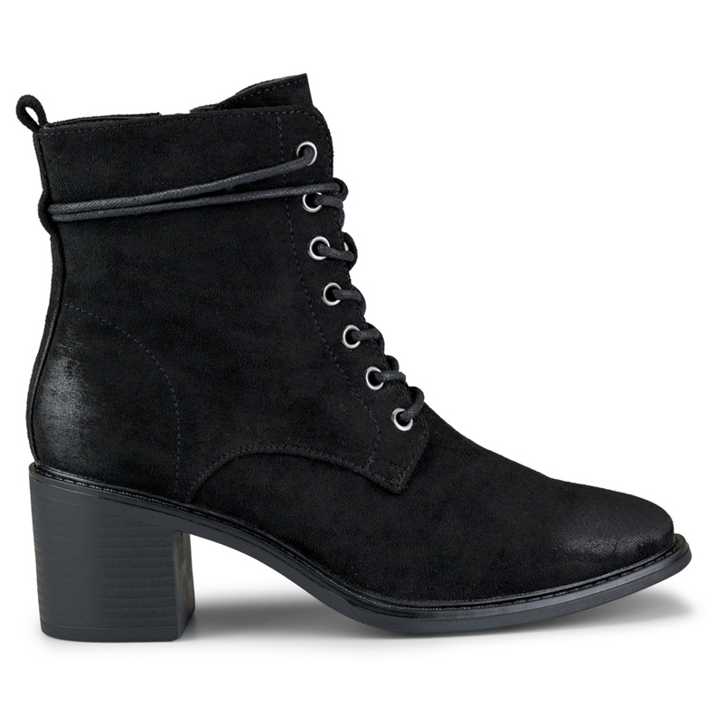 Schwarze Schnürstiefel mit niedrigem Absatz