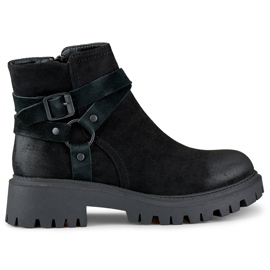 Schwarze Damen-Wildlederstiefel mit schwarzer Aline-Verzierung