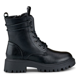 Schwarze Damen-Arbeiterstiefel mit dicker Sohle