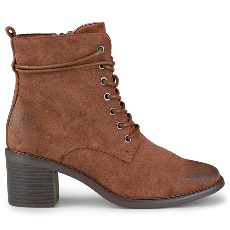 Braune Schnürstiefel mit niedrigem Absatz