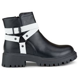 Schwarze Damenstiefel mit weißer Aline-Verzierung