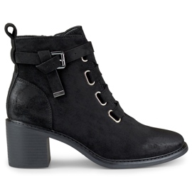 Schwarze Wildleder-Damenstiefel mit niedrigem Absatz von Salin