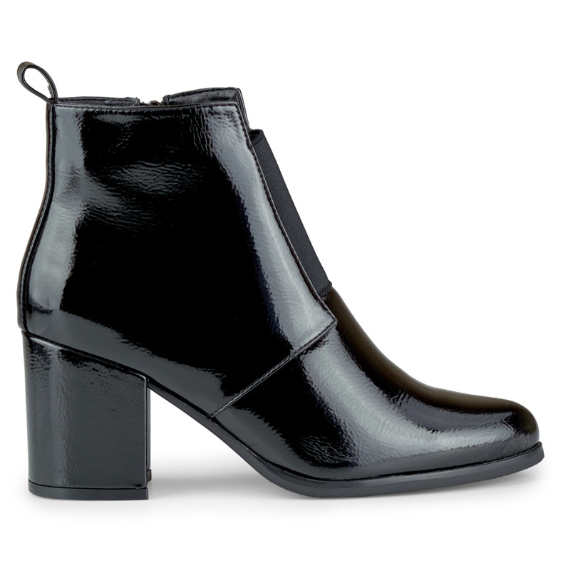 Lackierte elegante schwarze elastische Damenstiefel