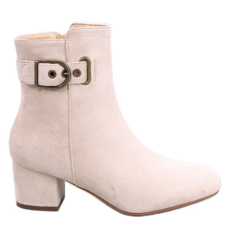 Lanne Beige Stiefel mit niedrigem Absatz