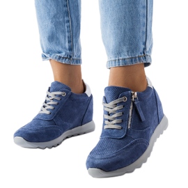 Inna Blaue Keilsneaker aus Wildleder von Raite