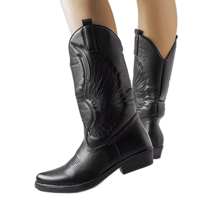 Schwarze Cowboystiefel mit Olinda-Muster