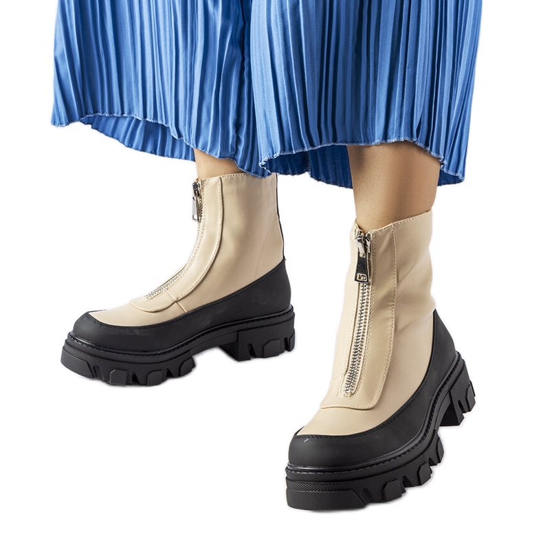 Beigefarbene klobige Stiefeletten von Morley