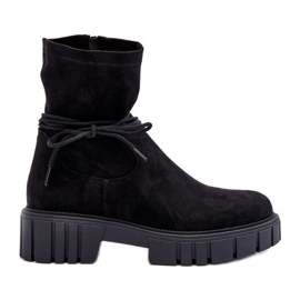 Damen-Stiefeletten aus Wildleder in Schwarz von Lineanor