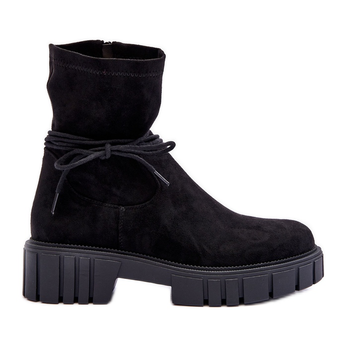 Damen-Stiefeletten aus Wildleder in Schwarz von Lineanor