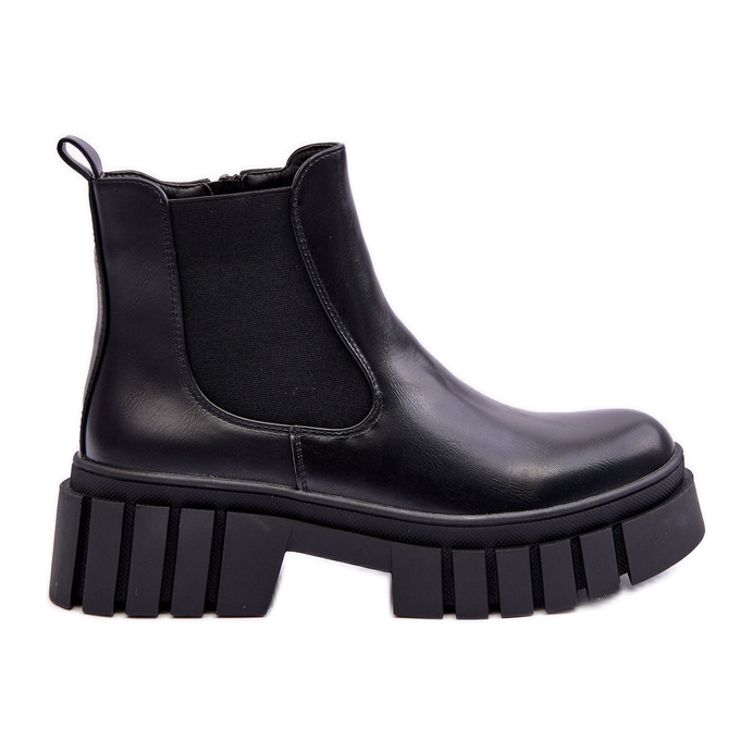 PG1 Klobige Lederstiefel Chelsea Boots Schwarz Orryss