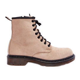 Asteoris Wildleder-Arbeiterstiefel mit flachem Absatz, Beige