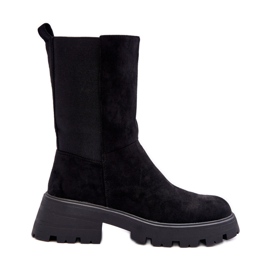 Damen-Stiefel aus Wildleder mit flachem Absatz in Schwarz Altandros
