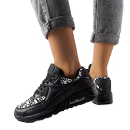 Schwarze Sneakers mit gemustertem Einsatz von Brattiro