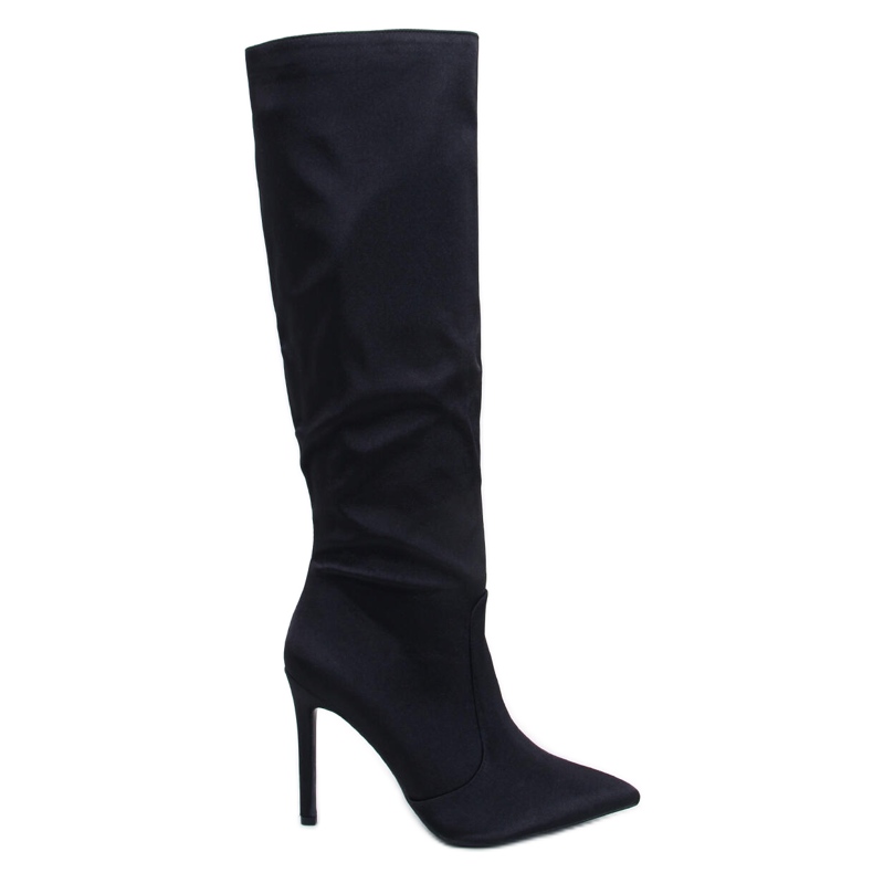Strauss schwarze Satin-Stiefel mit hohem Absatz