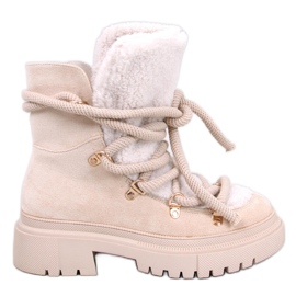 Shea Beige Schaffell-Schneestiefel