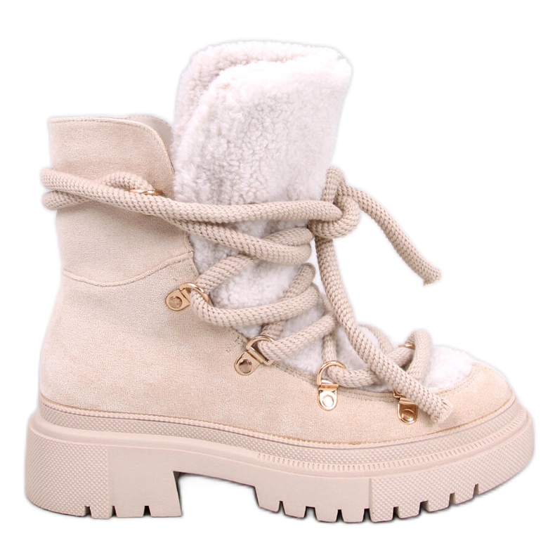 Shea Beige Schaffell-Schneestiefel