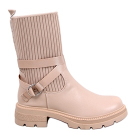 Shaffer Khaki dehnbare Stiefeletten beige