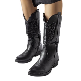 Schwarze flache Cowboystiefel von Simonetta