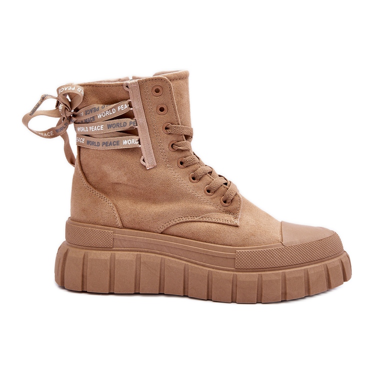 Plateau-Stiefeletten aus Wildleder für Damen in Beige Rafter