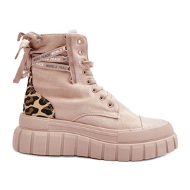 Damen-Plateaustiefel aus Wildleder in Hellbeige Rafter