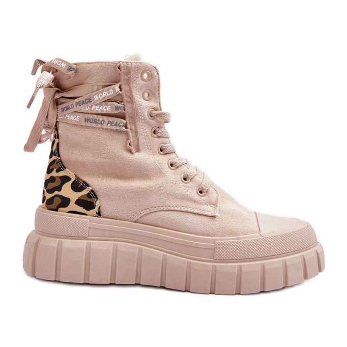 Damen-Plateaustiefel aus Wildleder in Hellbeige Rafter