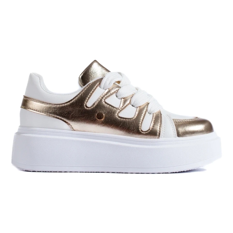 Goldene und weiße High-Plateau-Sneaker von Shelovet