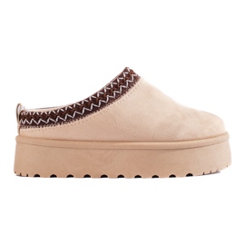 Beige Wildlederpantoffeln mit dicken Sohlen von Shelovet