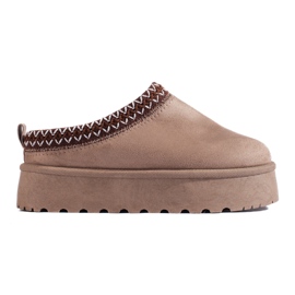 Dunkelbeige Wildlederpantoffeln mit dicken Sohlen von Shelovet