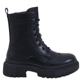 Aubert Schwarze Schnürstiefel
