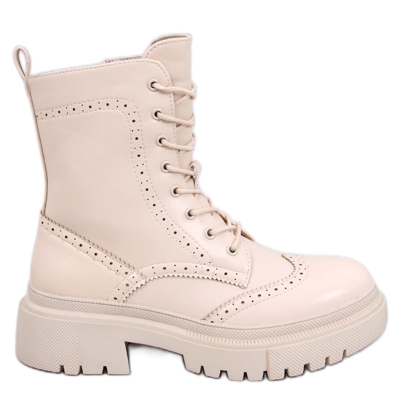 Aubert Beige Schnürstiefel