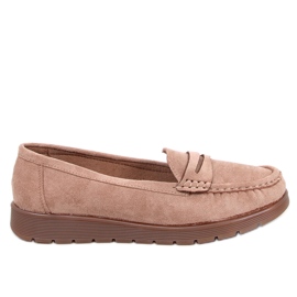 Wildleder-Loafer mit Lederinnensohle von Marit Khaki beige