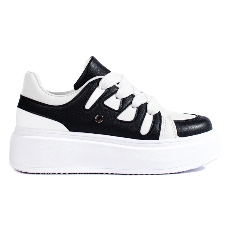 Schwarz-weiße Damen-Sneaker von Shelovet mit dicker Sohle