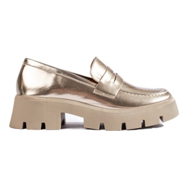 Goldene Damenmokassins auf dicker Sohle von Shelovet