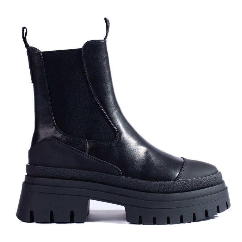 Schwarze Chelsea-Stiefel für Damen auf der Shelovet-Plattform