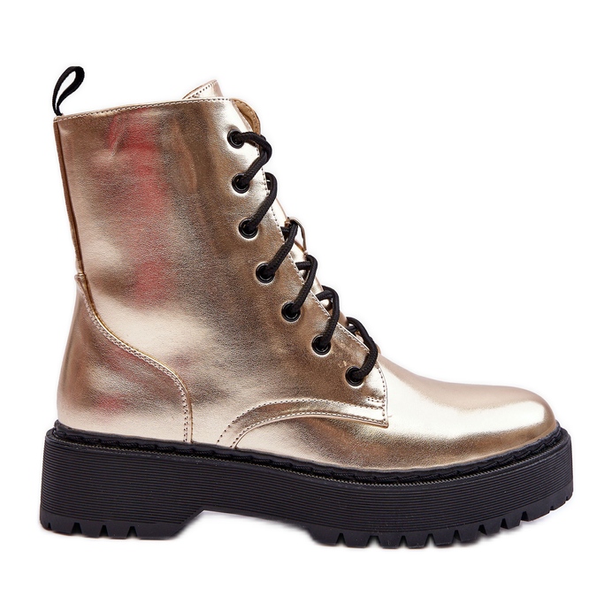 FB2 Leder-Metallic-Arbeiterstiefel Golden Teflorna