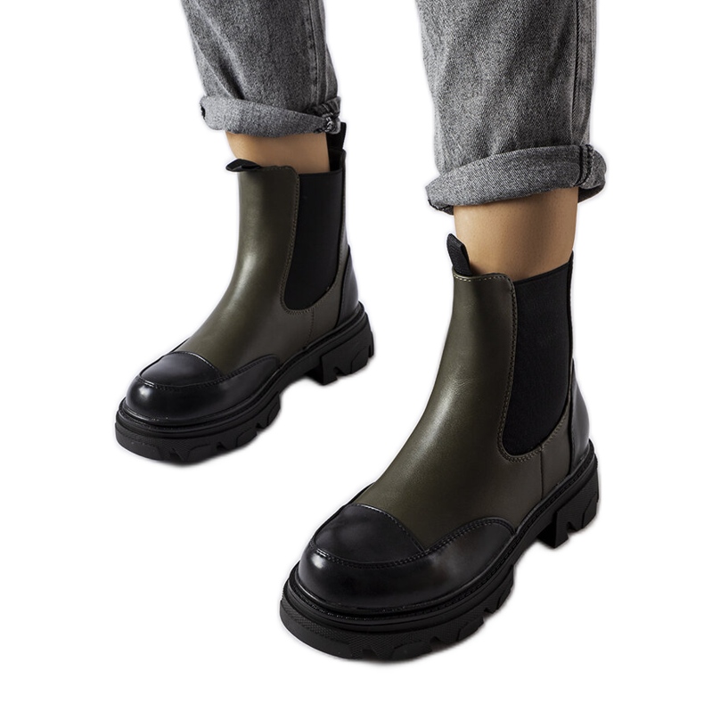 Inna Schwarz-grüne Slip-On-Stiefel von Albany