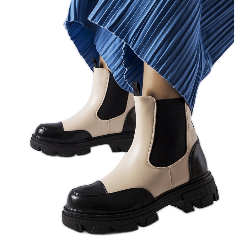 Inna Schwarz-beige Slip-On-Stiefel von Albany