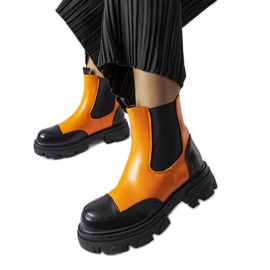 Schwarze und orangefarbene Slip-On-Stiefel von Albany