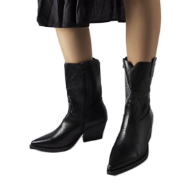 Schwarze Cowboystiefel mit verziertem Leopardi-Obermaterial