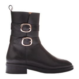 Marco Shoes Stiefel mit goldener Schnalle schwarz